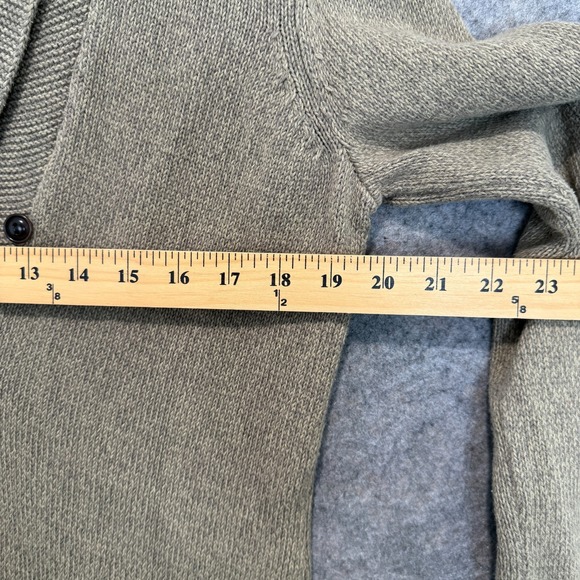 Lauren Ralph Lauren Shawl Henley Cardigan Sweater Womens Large Tan‎ Knit Crochet - Picture 9 of 12